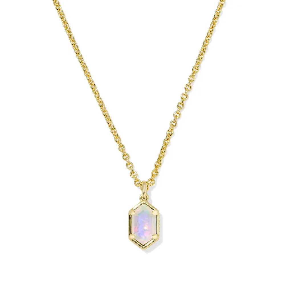 Kendra Scott Hallie Gold Pendant Necklace, White Opalite Illusion