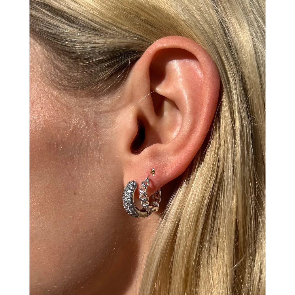 Kendra Scott Mikki Pave Huggie Earrings, Silver