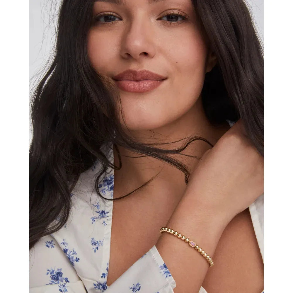 Kendra Scott Mini Elaina Stretch Bracelet, Gold & Carnation Kyocera Opal