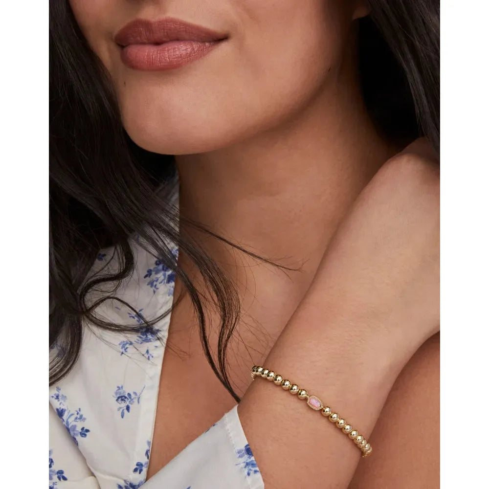 Kendra Scott Mini Elaina Stretch Bracelet, Gold & Carnation Kyocera Opal