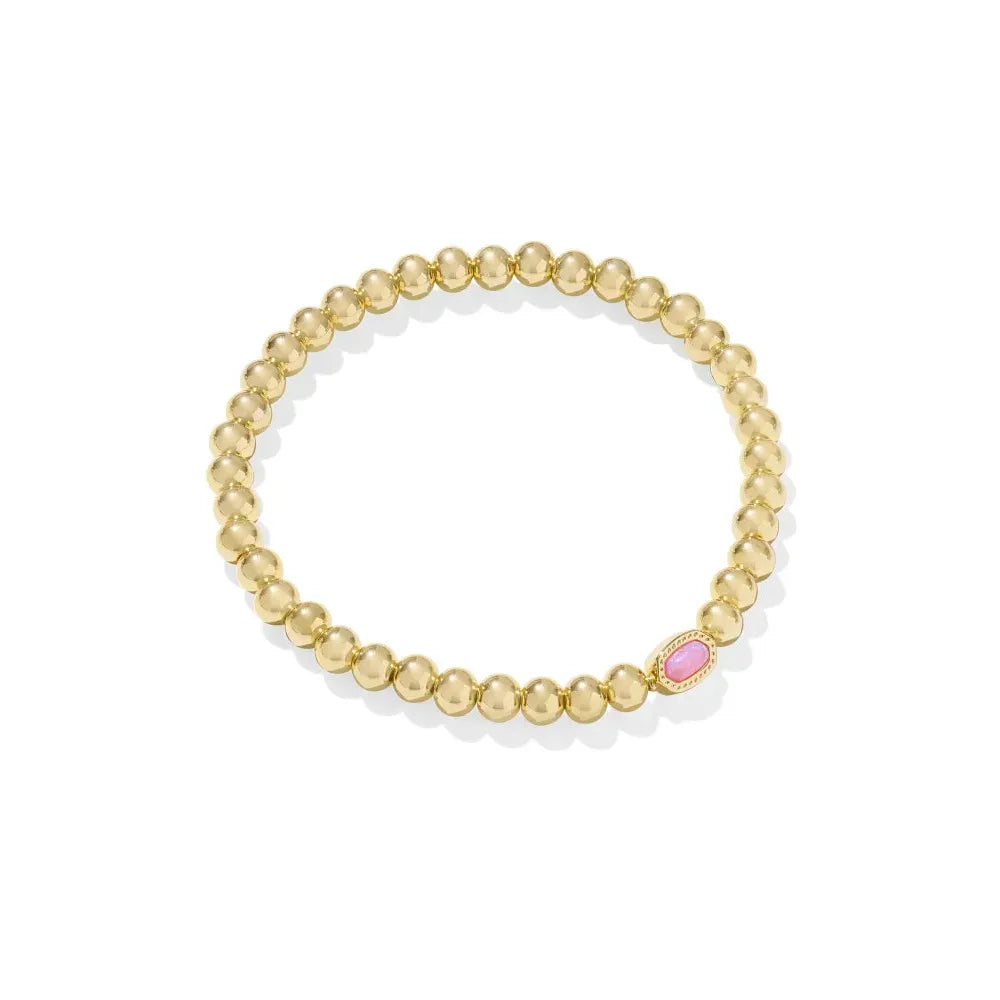 Kendra Scott Mini Elaina Stretch Bracelet, Gold & Carnation Kyocera Opal