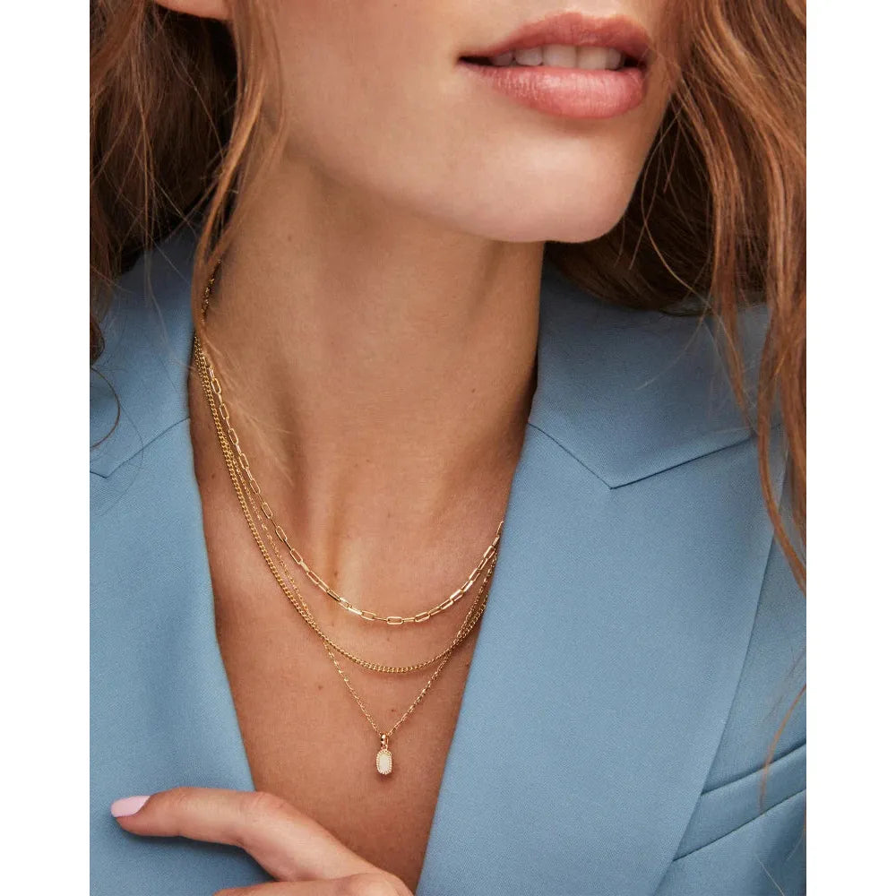 Kendra Scott Mini Elisa Triple Strand Necklace, Gold