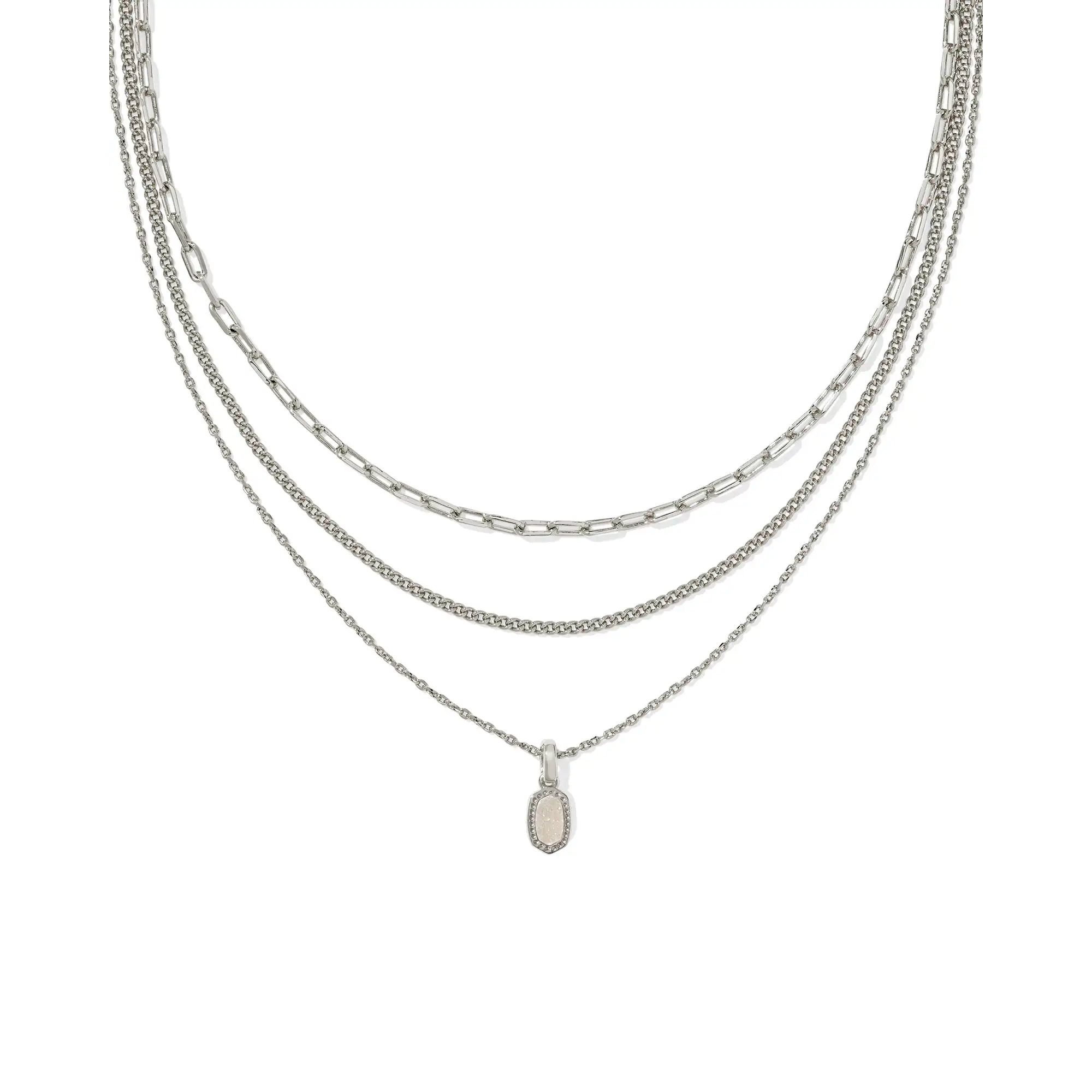 Kendra Scott Mini Elisa Triple Strand Necklace, Silver
