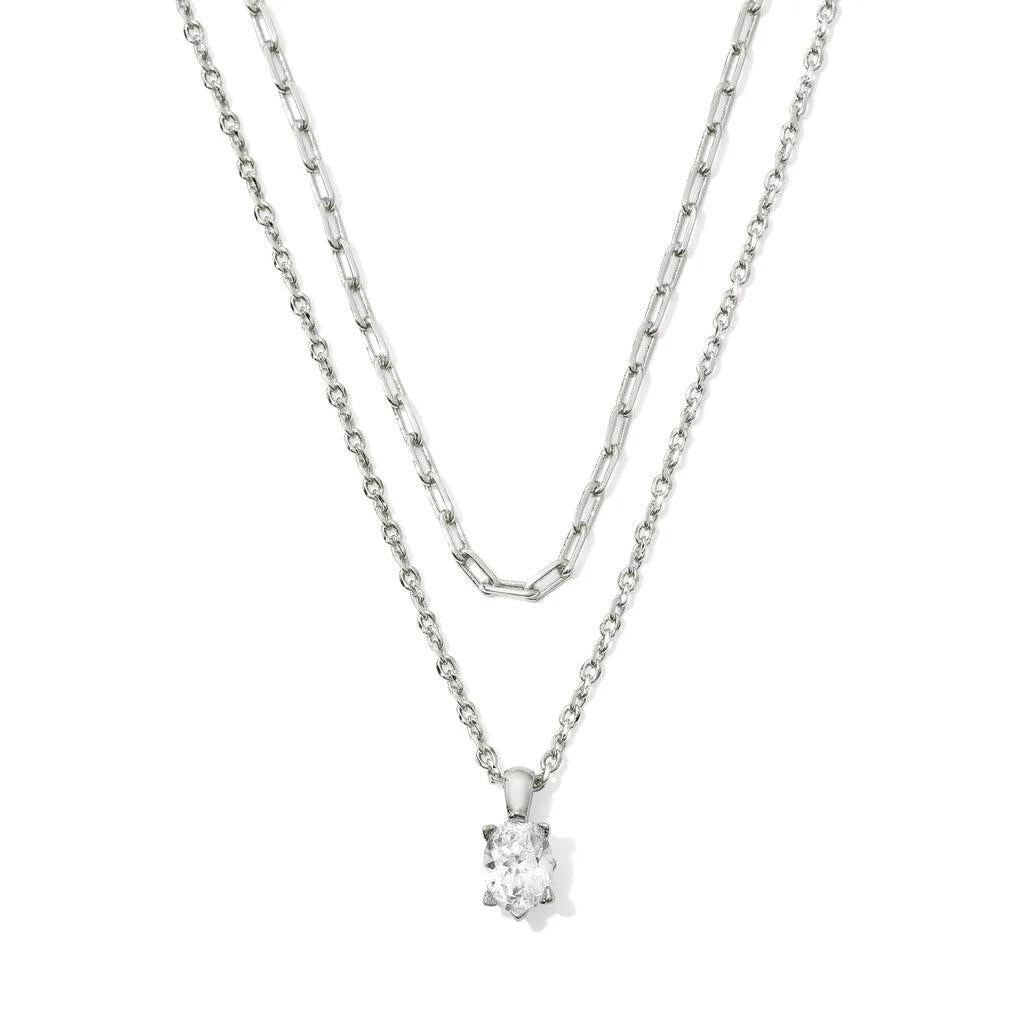 Kendra Scott Multi Strand Cailin Pendant, White Crystal