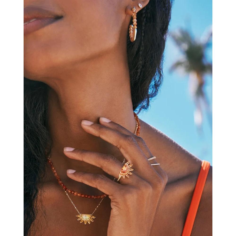 Kendra Scott Samantha Sun Necklace, Yellow Opalescent Resin