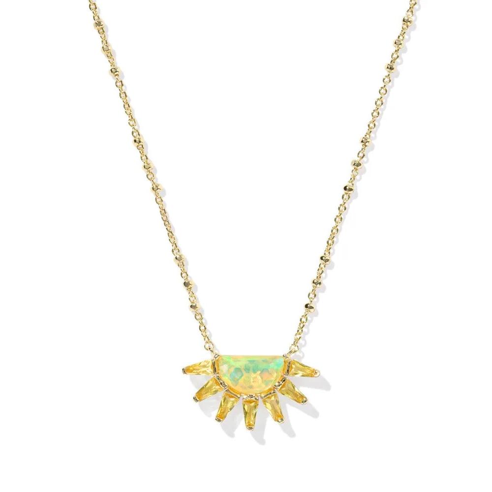 Kendra Scott Samantha Sun Necklace, Yellow Opalescent Resin