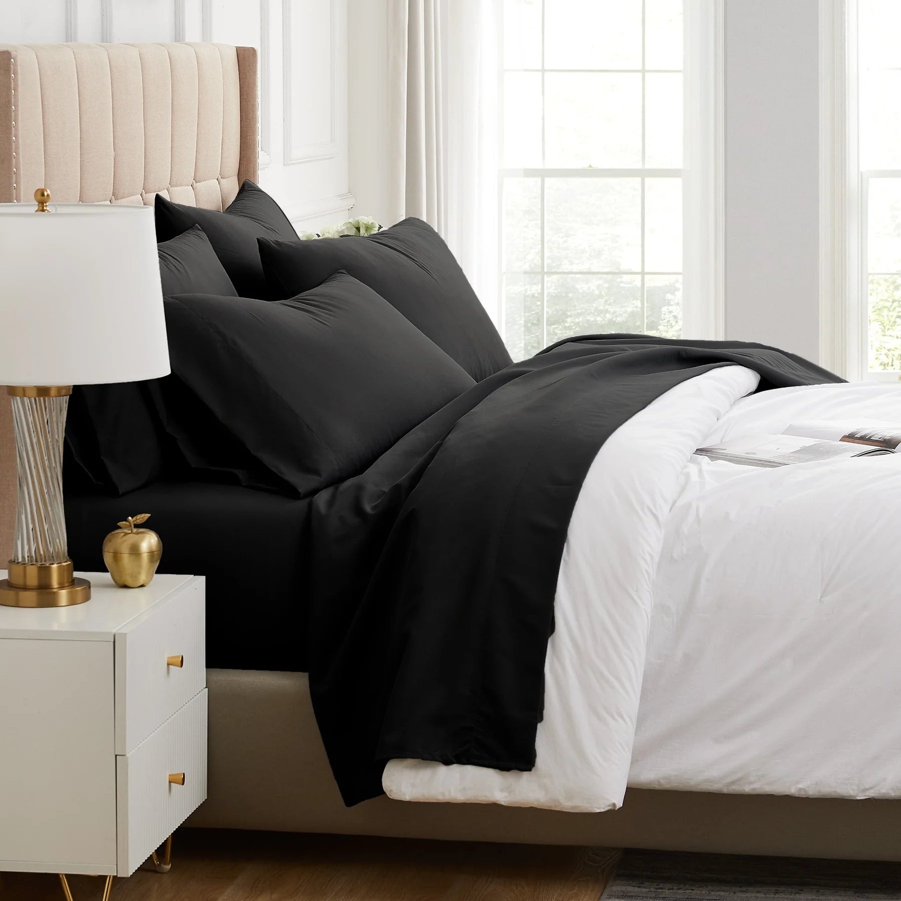 Luxe Microfiber 6 Piece Sheet Set, Black