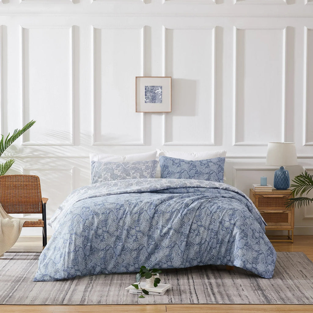 Madeline Reversible Duvet Cover Set, Blue