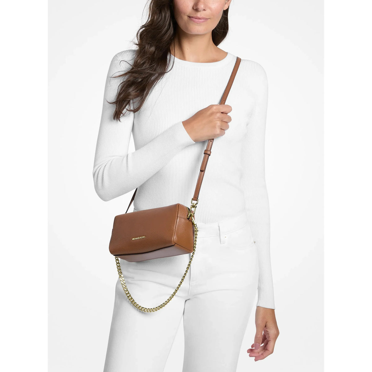 Michael Kors Bryant Small Leather Crossbody, Luggage