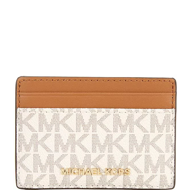 Michael Kors Jet Set Signature Logo Card Holder, Vanilla