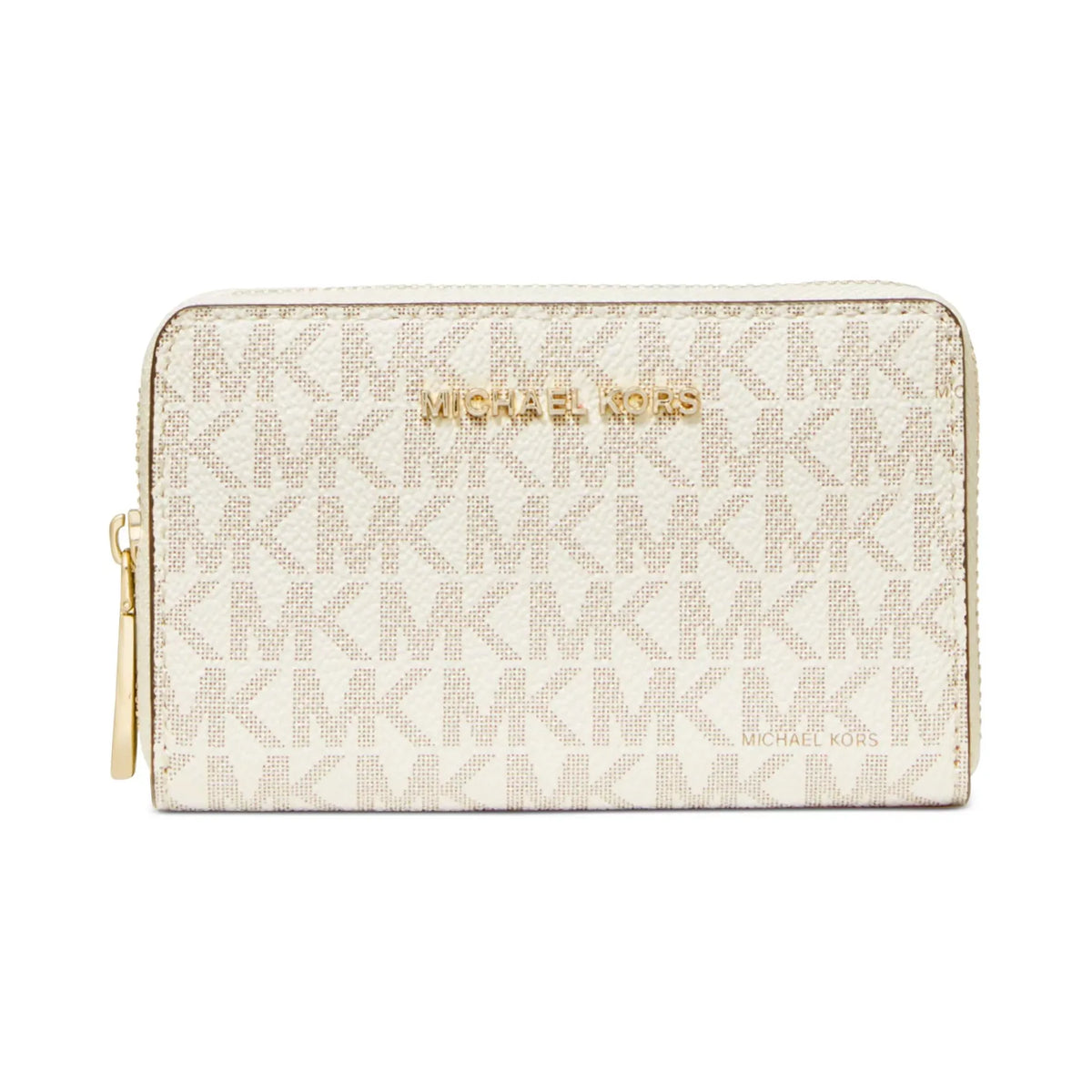 Michael Kors Jet Set Small Zip Around Card Case, Signature Vanilla