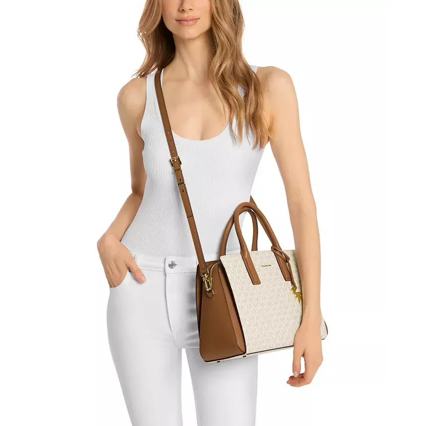 Michael Kors Laila Medium Satchel, Signature Vanilla