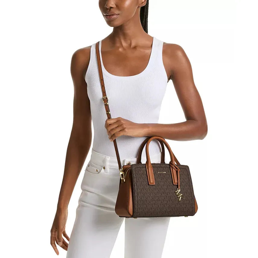 Michael Kors Laila Small  Satchel, Signature Brown