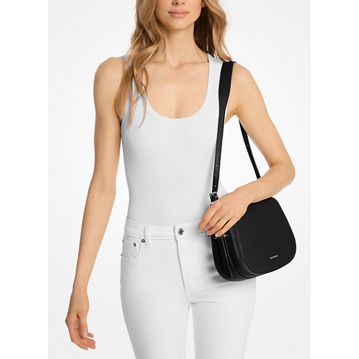 Michael Kors Lydia Medium Leather Shoulder Bag, Black