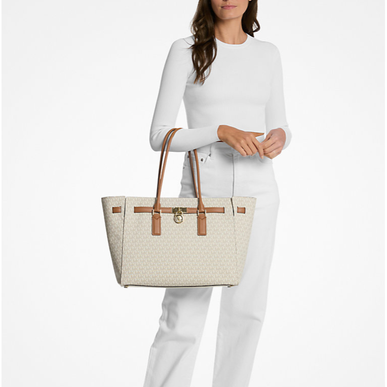 Michael Kors Moderne Hamilton Satchel, Signature Vanilla