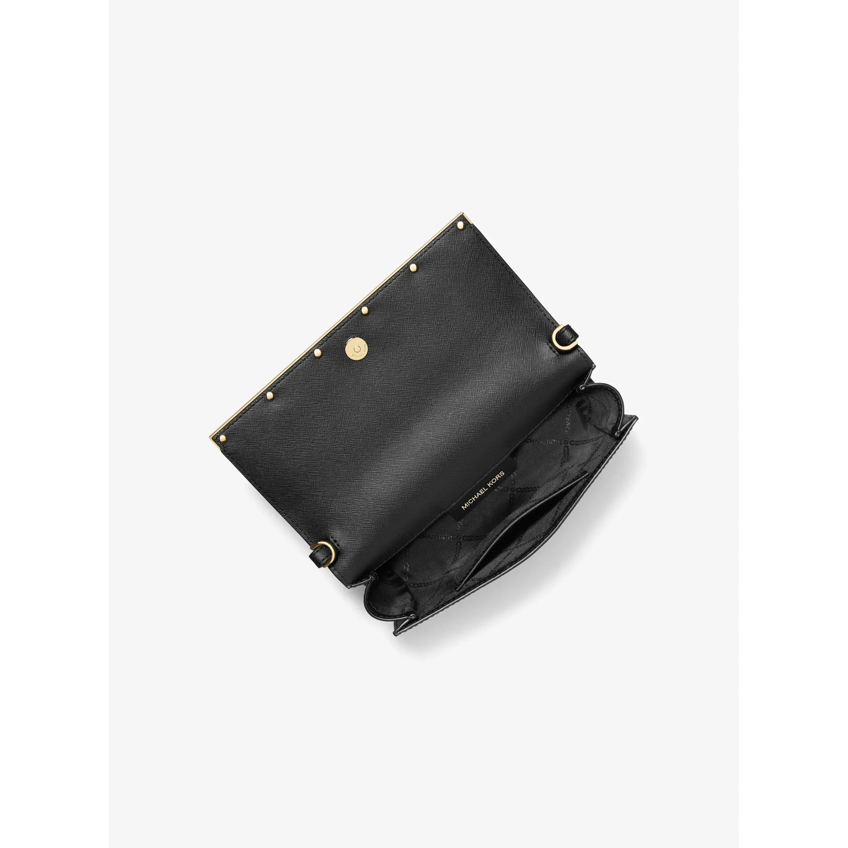 Michael Kors Mona Large Saffiano Leather Clutch, Black