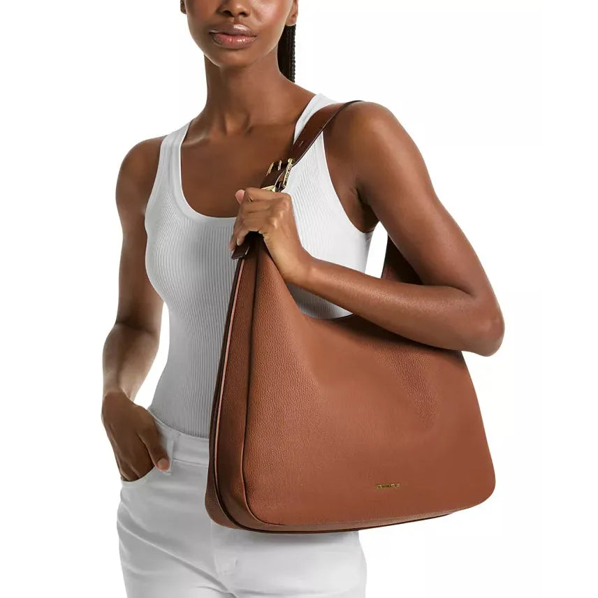 Michael Kors Nolita Leather Shoulder Hobo Bag, Luggage