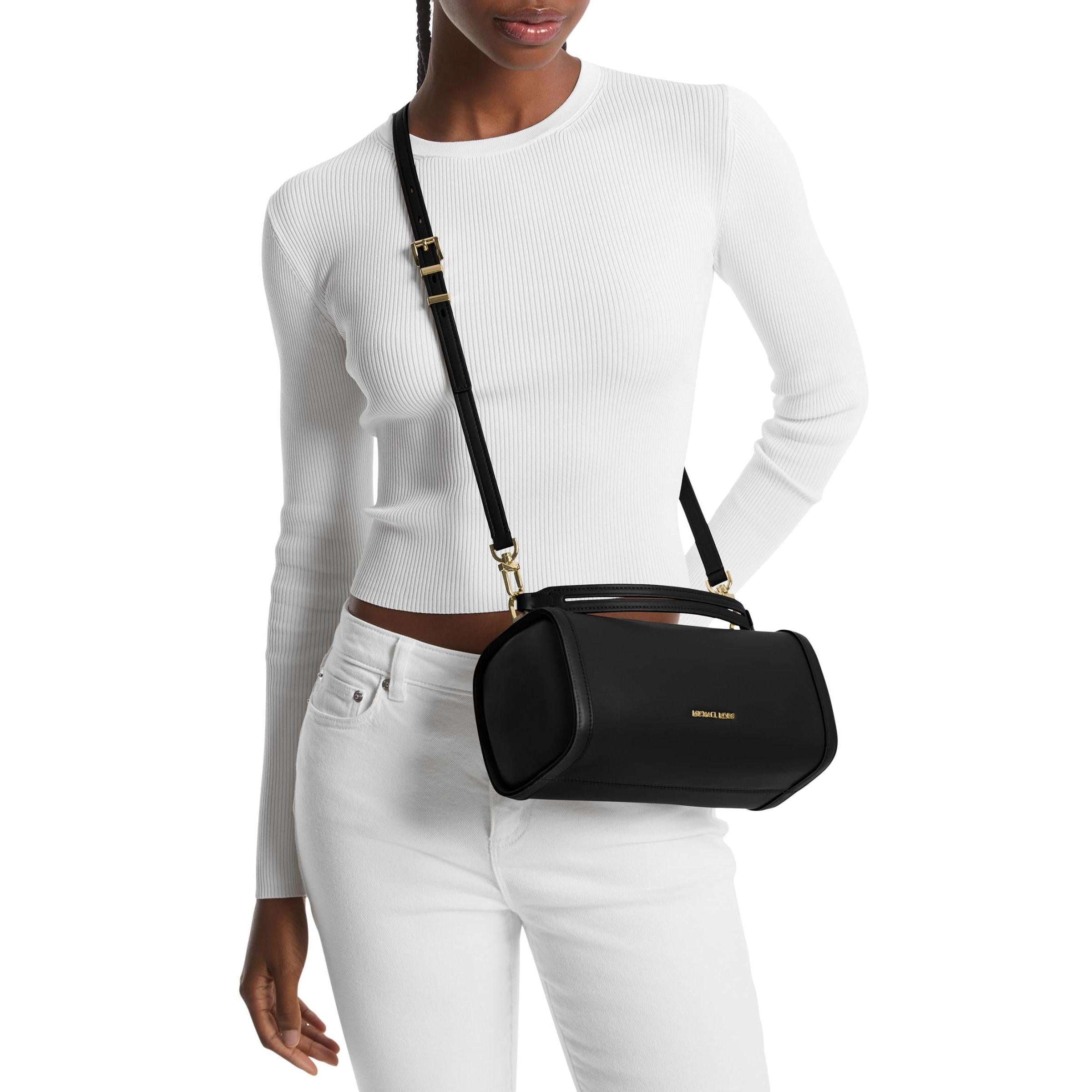 Michael Kors Orchard Barrel Leather Crossbody, Black