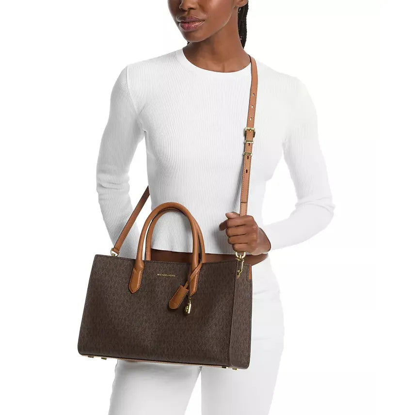 Michael Kors Scarlett Signature Logo Satchel, Brown