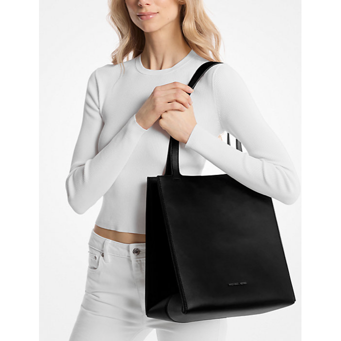 Micheal Kors Jordi Large Leather Tote, Black