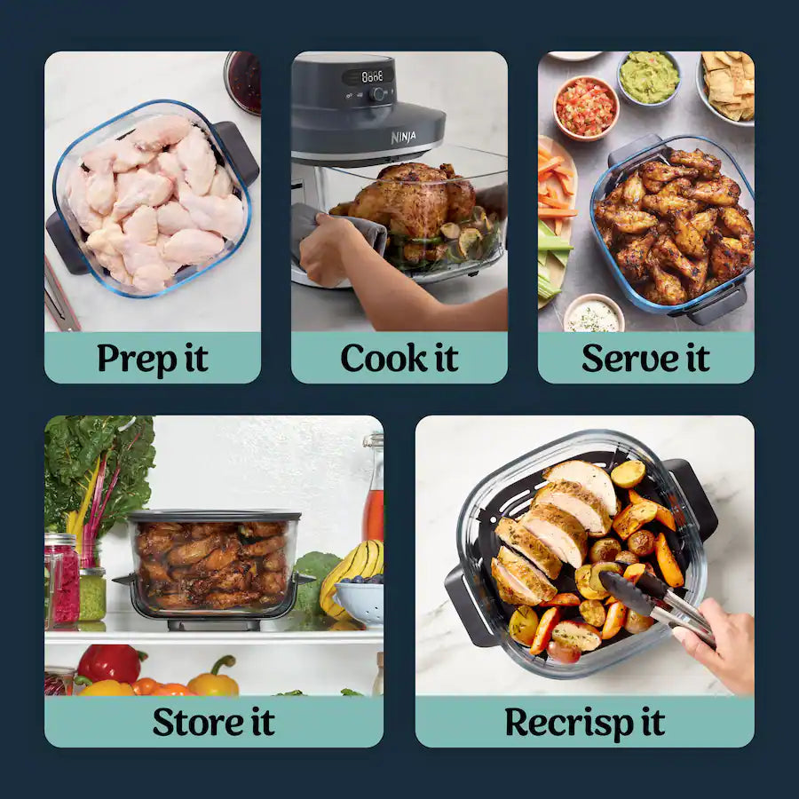 Ninja Crispi Pro 6-in-1 Countertop Glass Air Fryer, Cyberspace