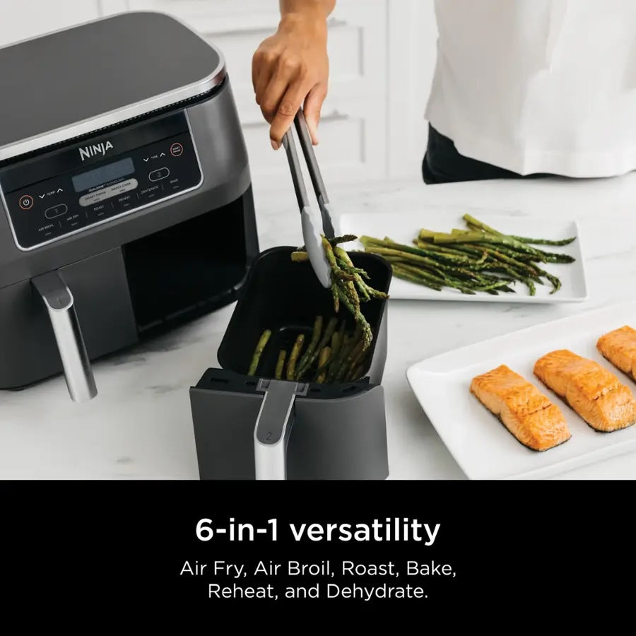 Ninja Foodi 6-in-1 8-Quart 2-Basket Air Fryer with DualZone Technology, Dark Gray