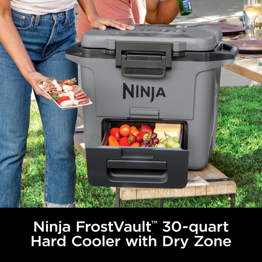 Ninja FrostVault 30 Quart Hard Cooler with Dry Zone, Slate Gray
