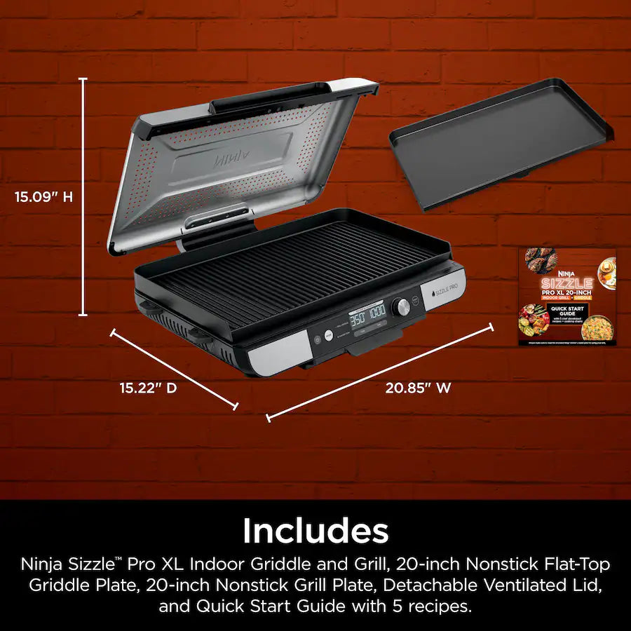 Ninja Sizzle PRO XL 20" Indoor Grill & Griddle, Silver