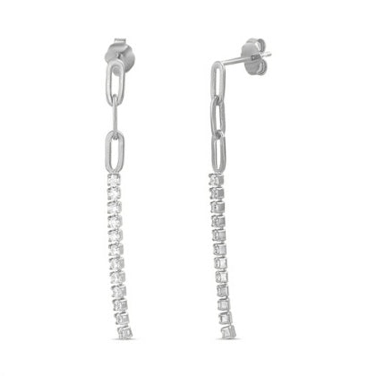 Paperclip & CZ Dangle Earrings