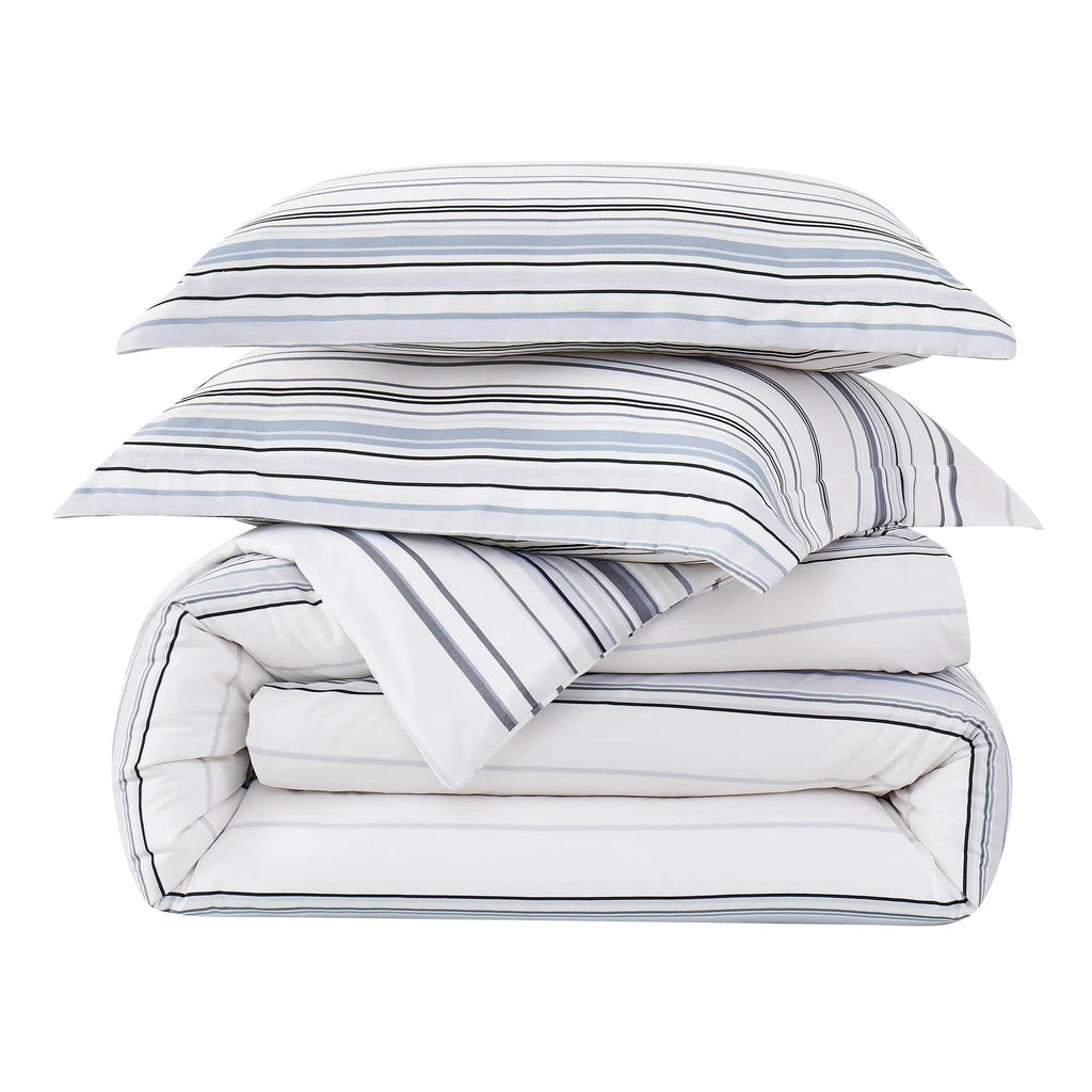 Preppy Stripes Reversible Comforter Set, Grey