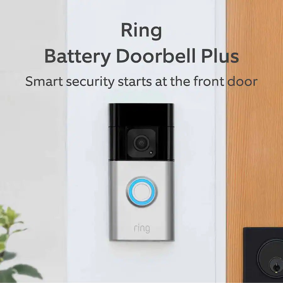 Ring Battery Plus Smart Wifi Video Doorbell, Satin Nickel