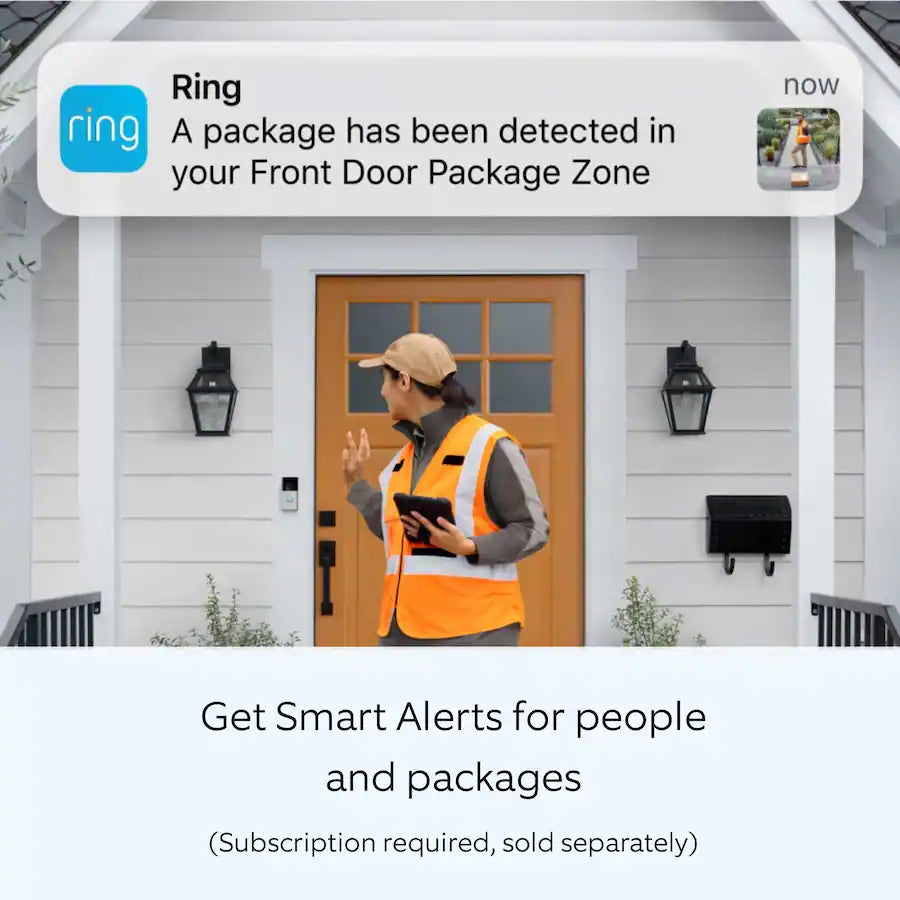 Ring Battery Plus Smart Wifi Video Doorbell, Satin Nickel