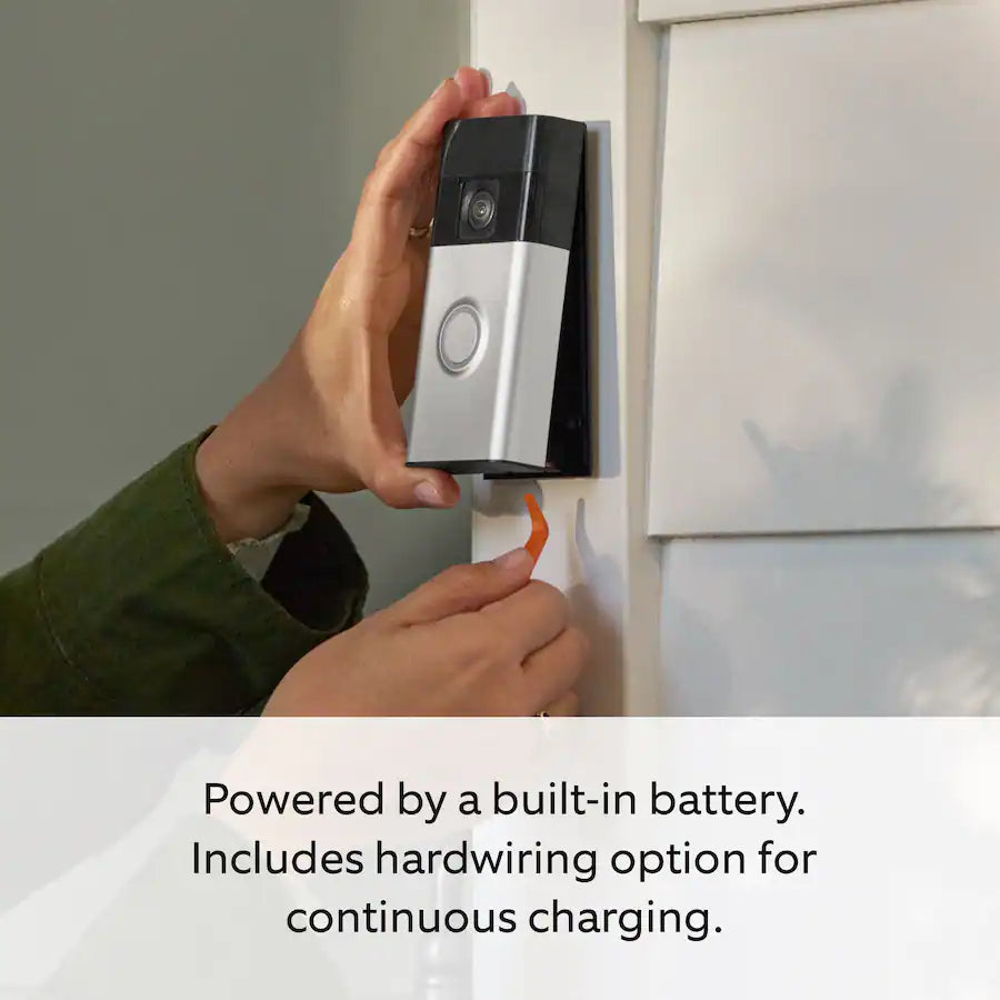 Ring Battery Plus Smart Wifi Video Doorbell, Satin Nickel