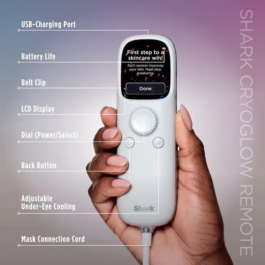 Shark CryoGlow Under-Eye Cooling + LED Face Mask, Blue Frost