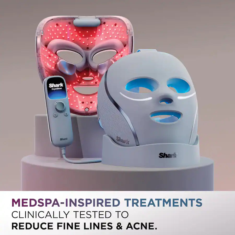 Shark CryoGlow Under-Eye Cooling + LED Face Mask, Blue Frost