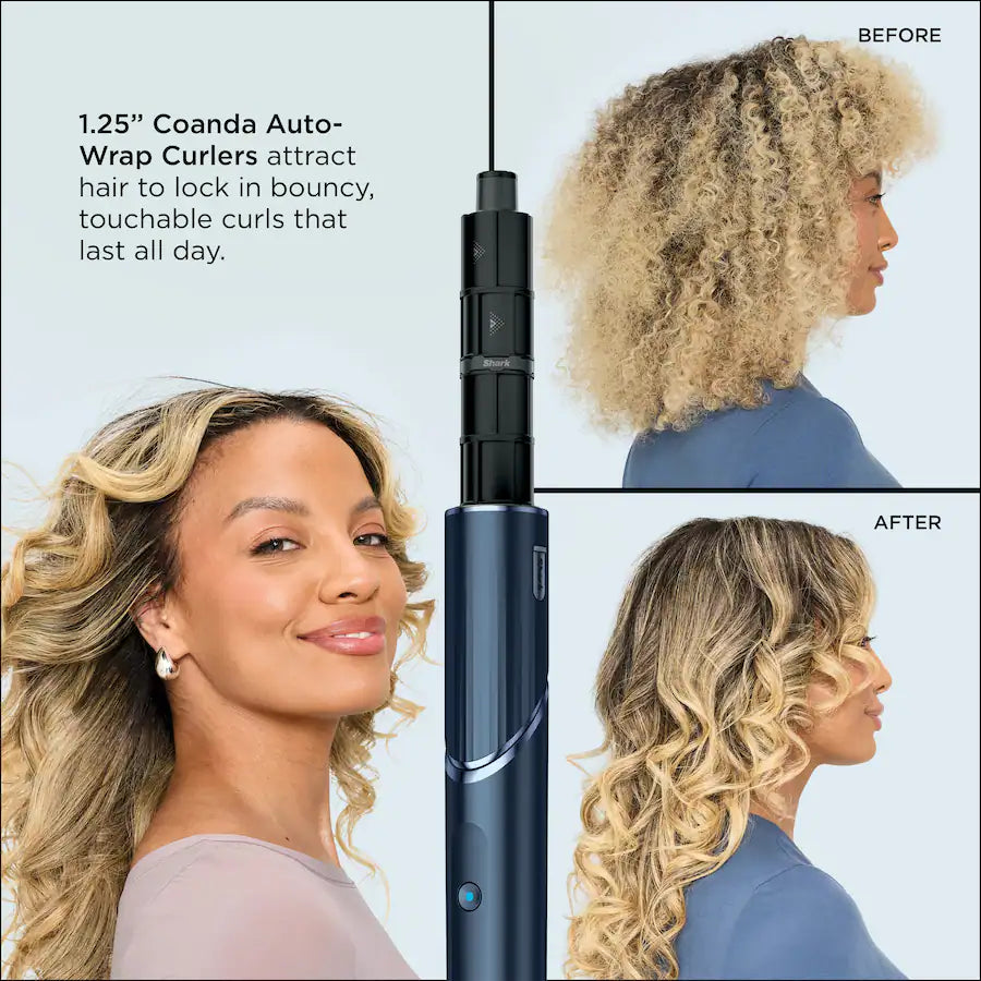 Shark FlexStyle Air Styling & Drying System, Powerful Hair Blow Dryer and Multi-Styler Straight & Wavy Hair, Indigo Rush