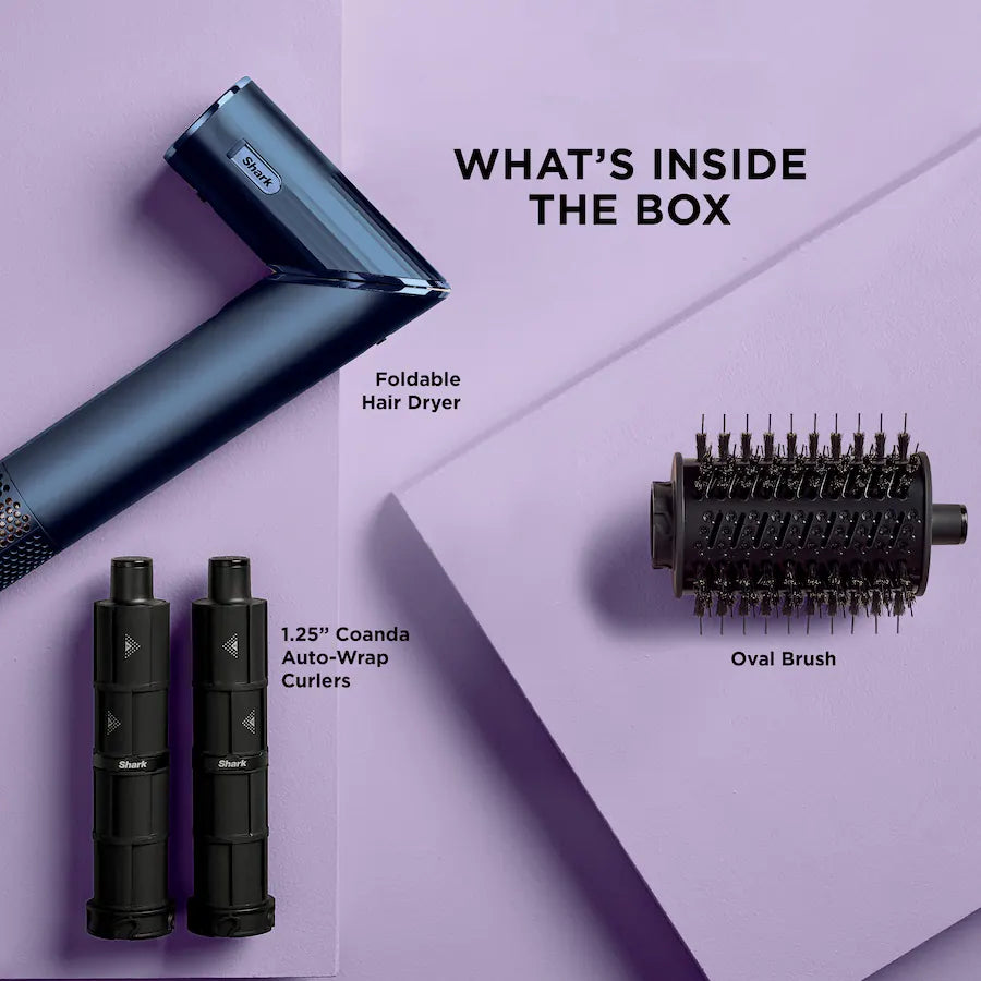 Shark FlexStyle Air Styling & Drying System, Powerful Hair Blow Dryer and Multi-Styler Straight & Wavy Hair, Indigo Rush
