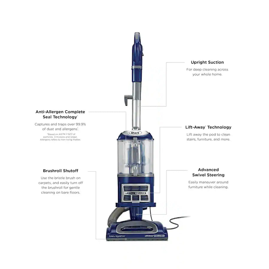 Shark Navigator Lift-Away Deluxe Upright Vacuum, Blue