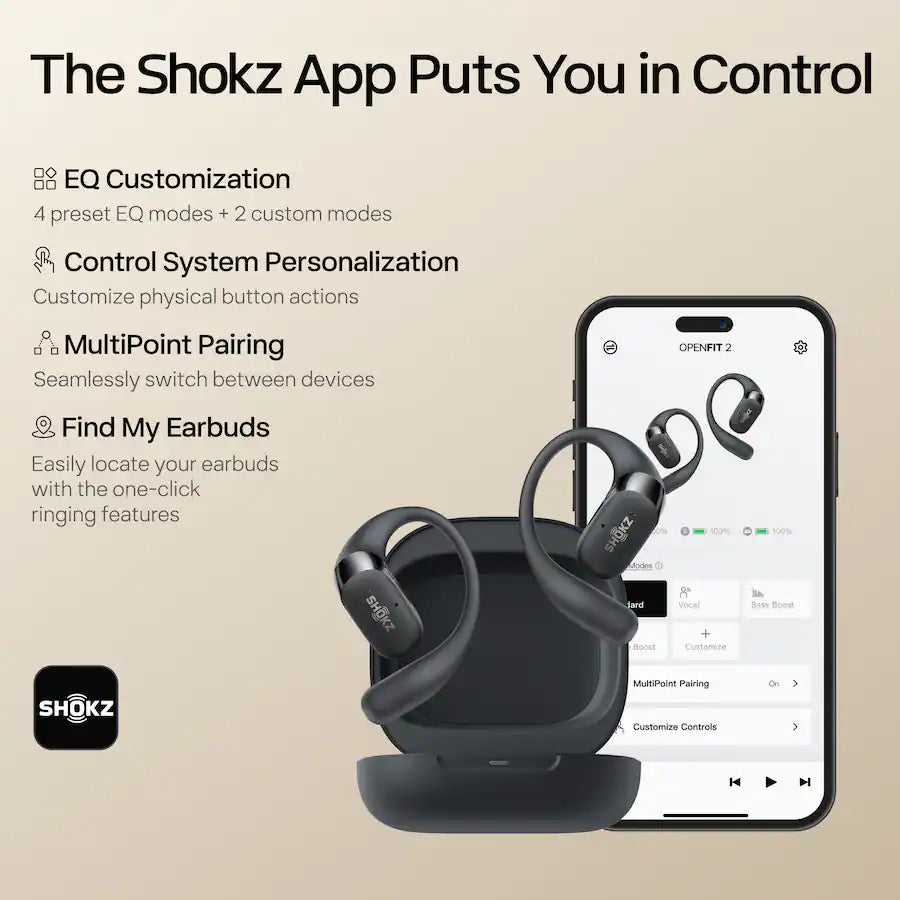 Shokz OpenFit 2 True Wireless Earbuds, Black
