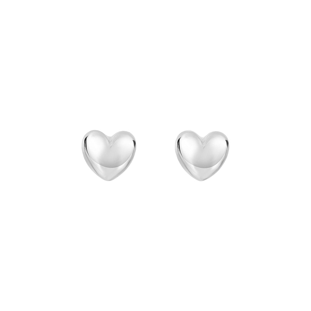 Small Heart Earrings, White
