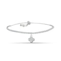 Sterling Silver Clover Charm & CZ Tennis Bracelet