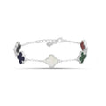 Sterling Silver Clover Multi Stone Bracelet