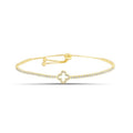 Sterling Silver Golden Clover Charm Tennis Bracelet