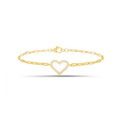 Sterling Silver Pave CZ Open Heart Bracelet, Gold Plated