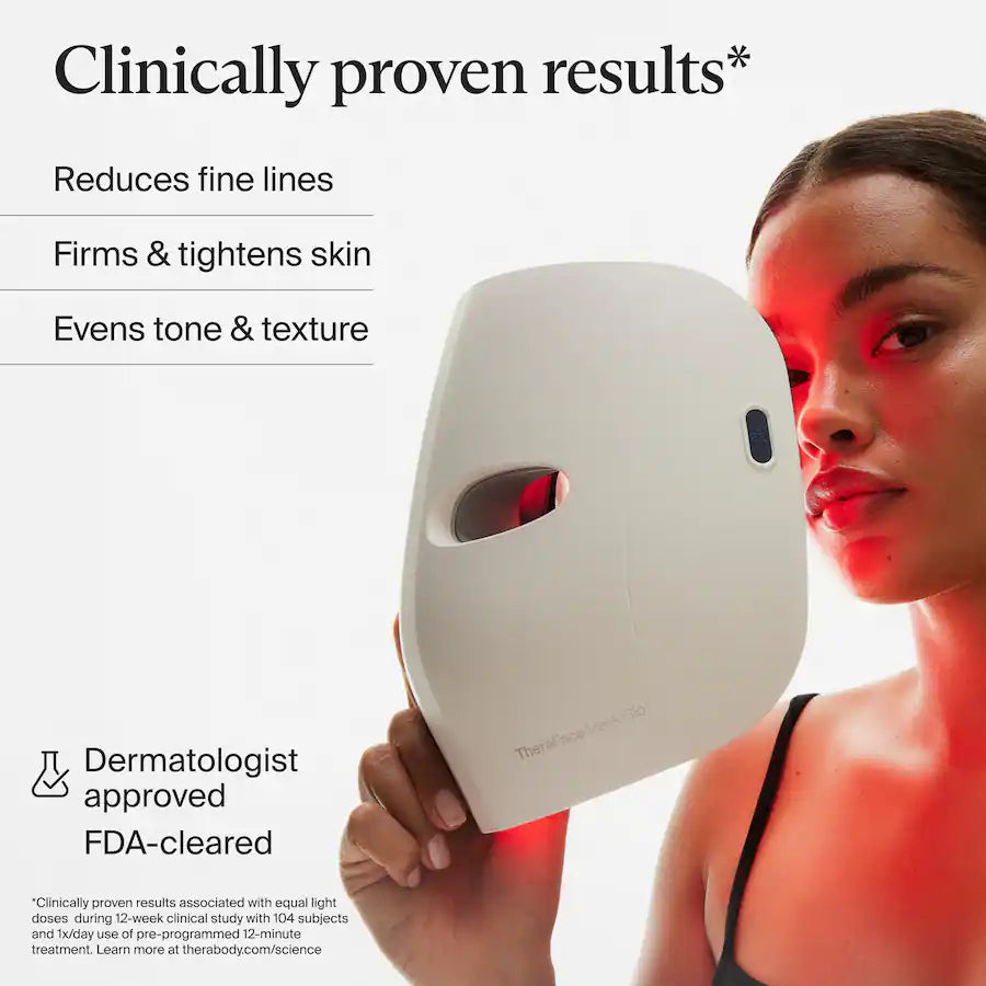 Therabody TheraFace Mask Glo - Clinically Proven LED Skincare, White