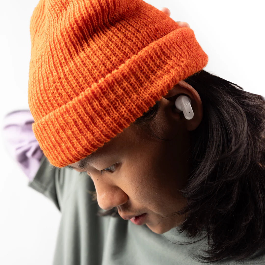 Skullcandy Dime 3 True Wireless Earbuds, Bone / Orange Glow