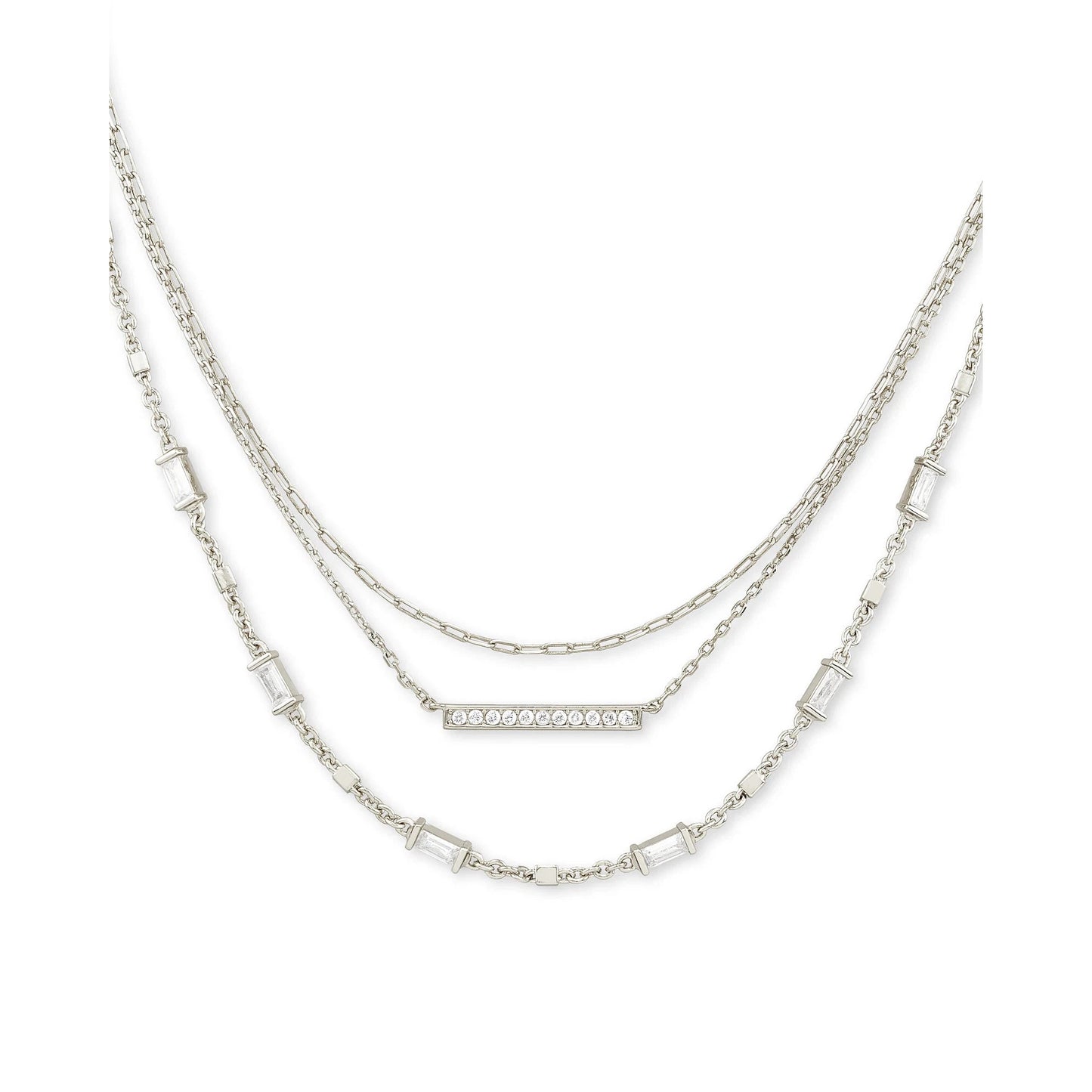 Kendra Scott Addison Triple Strand Necklace, Silver