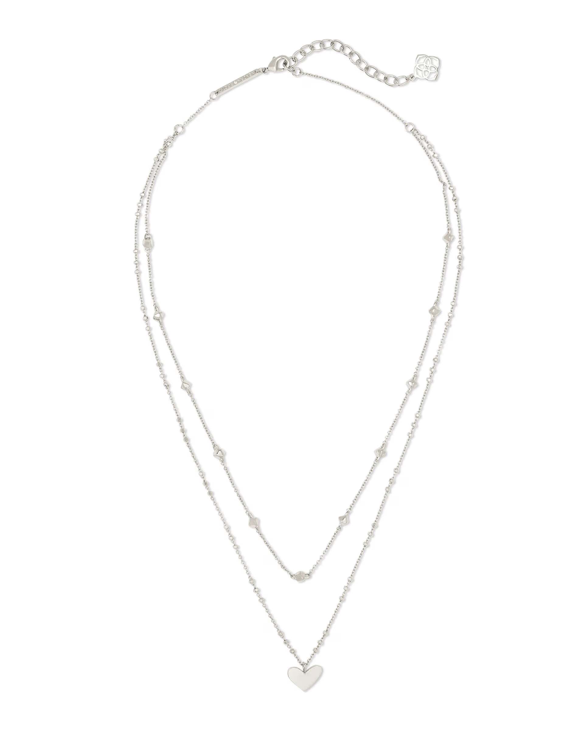 Kendra Scott Ari Heart Multi Strand Necklace, Silver