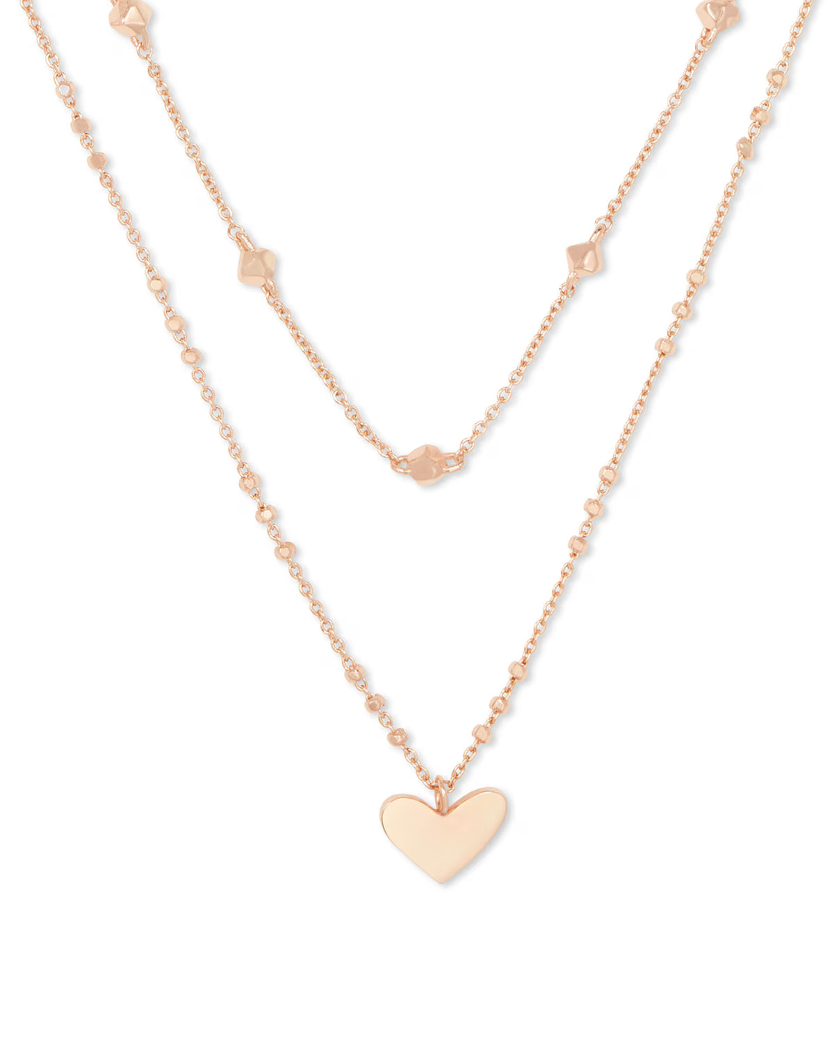 Kendra Scott Ari Heart Multi Strand Necklace, Rose Gold