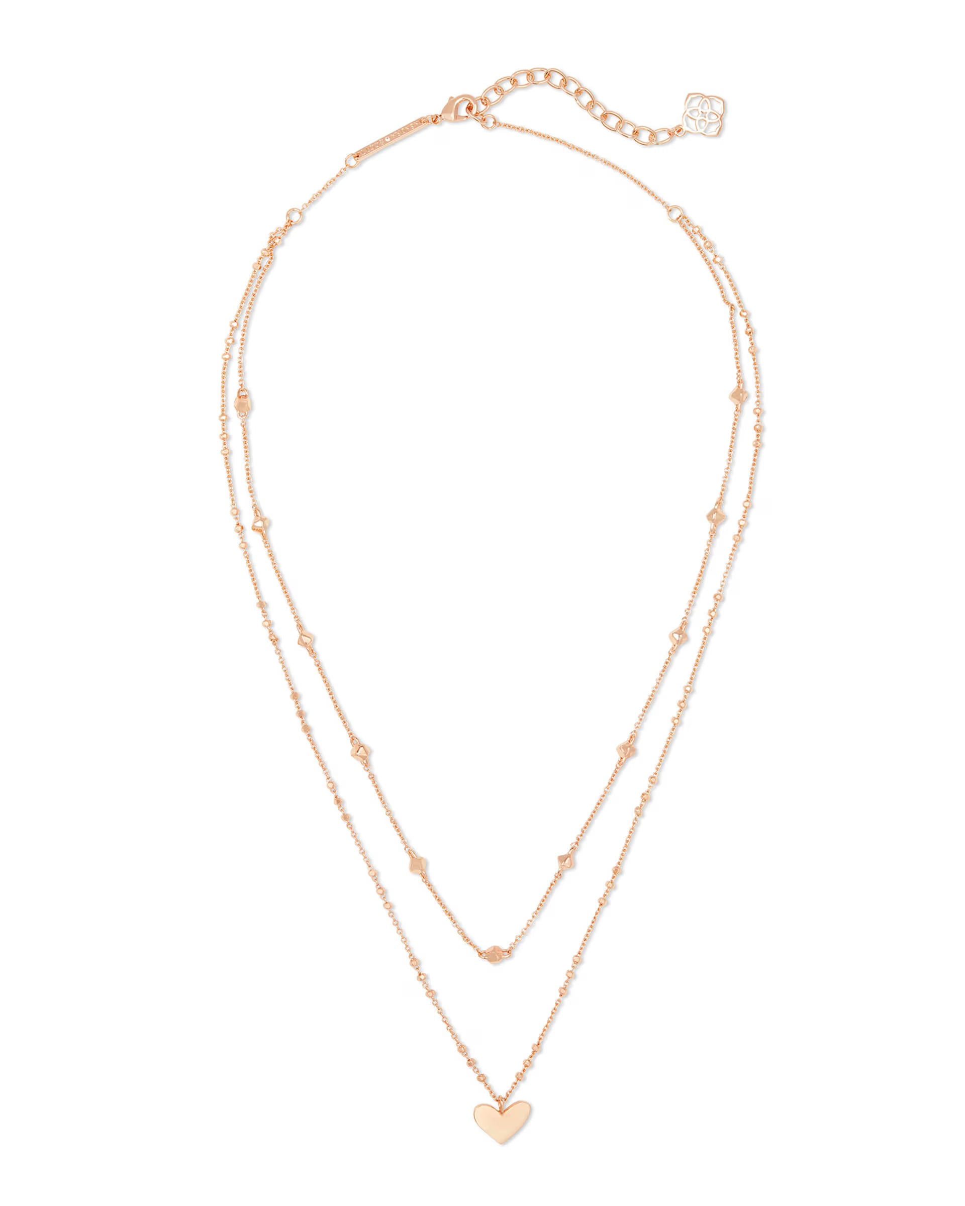 Kendra Scott Ari Heart Multi Strand Necklace, Rose Gold